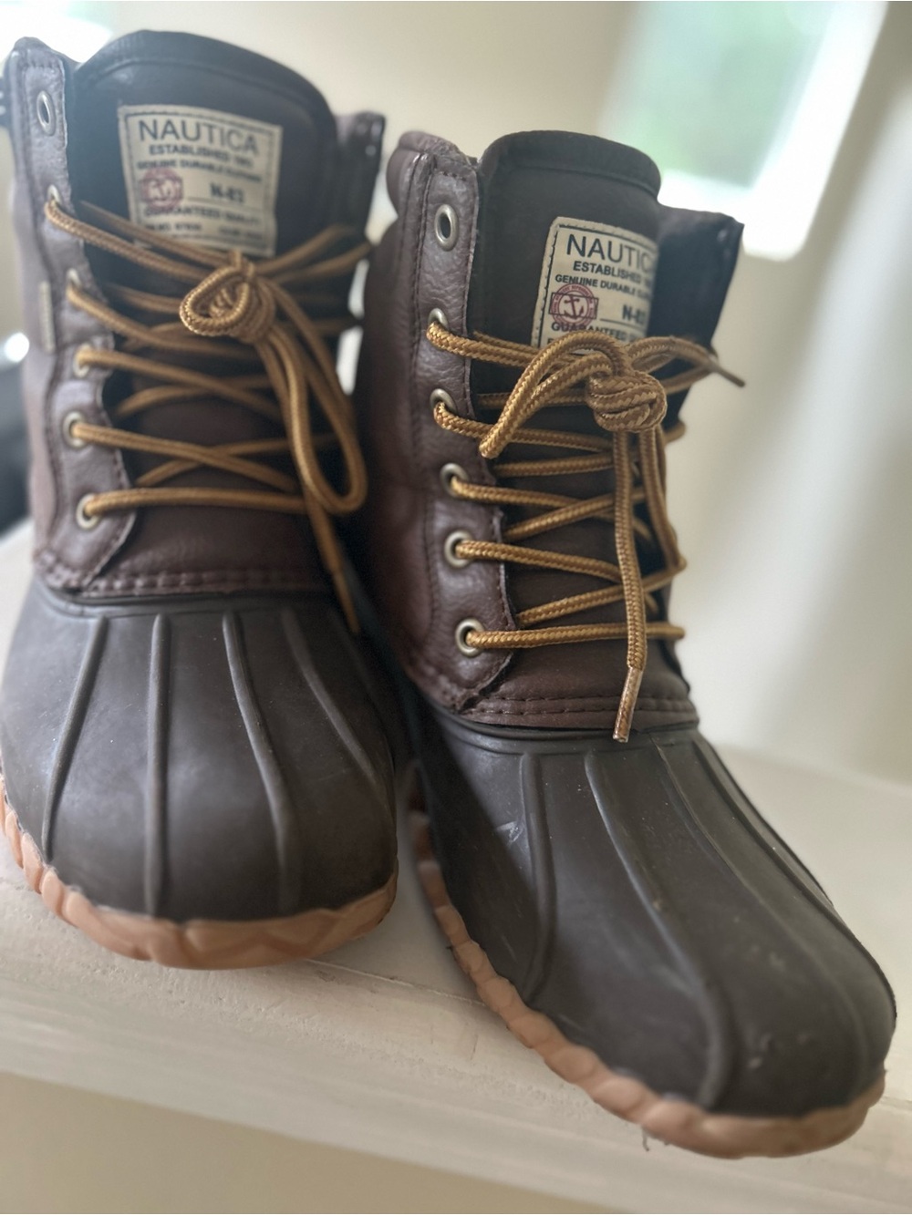 Nautica Channing Brown & Tan Waterproof Duck Boots